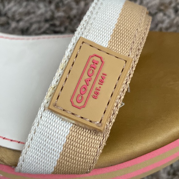 COACH Mylar Stripe Wedge Sandal Platform Heels size 8 1/2 M - Picture 9 of 10